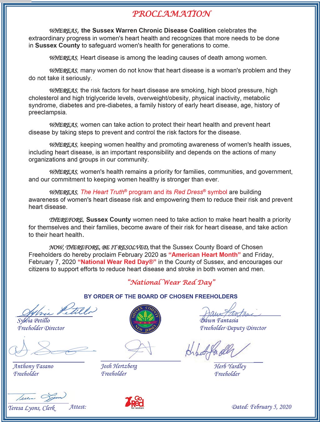 Wear Red Day Proclamation
